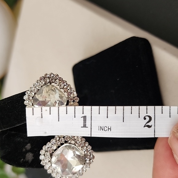 Elegant Silver CZ Clip On Earrings - Picture 8 of 8